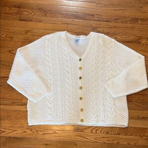 Vintage Bobbie Brooks Cream Cable-Knit Button Cardigan